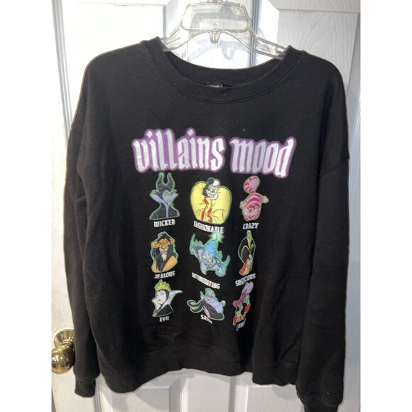 Disney Villains Characters Mood Sweatshirt Junior Womens XL Black Pullover - Picture 7 of 7